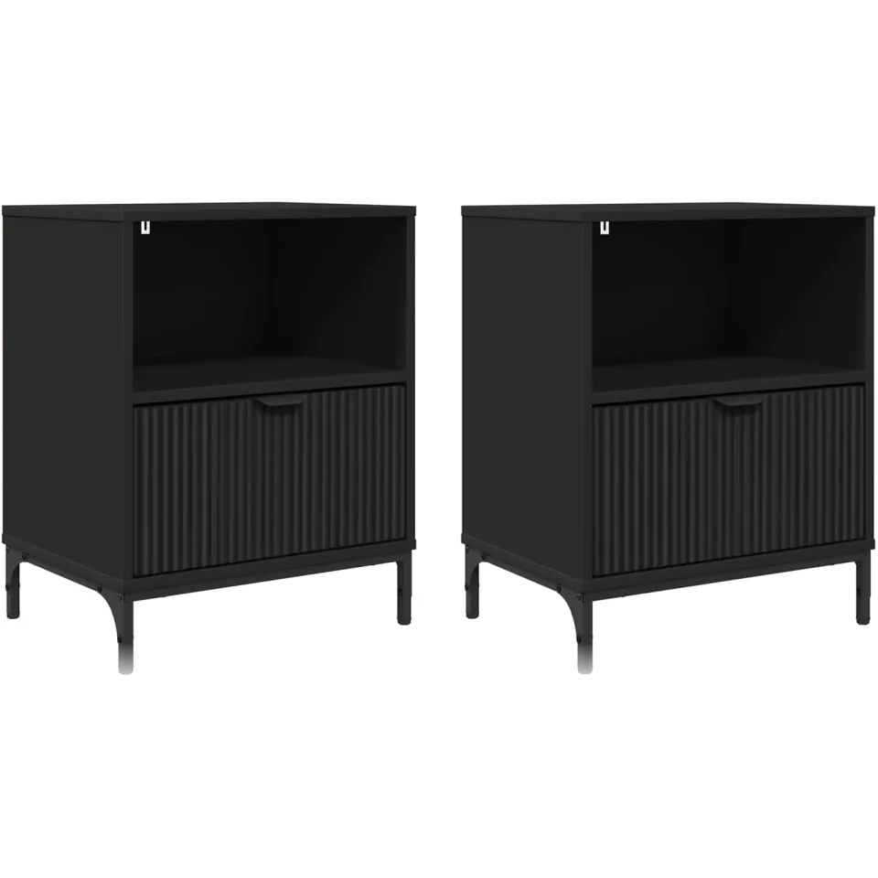 vidaXL Nachtkastje 2 st Zwart 49 x 36 x 61 cm Bewerkt hout, foto 3