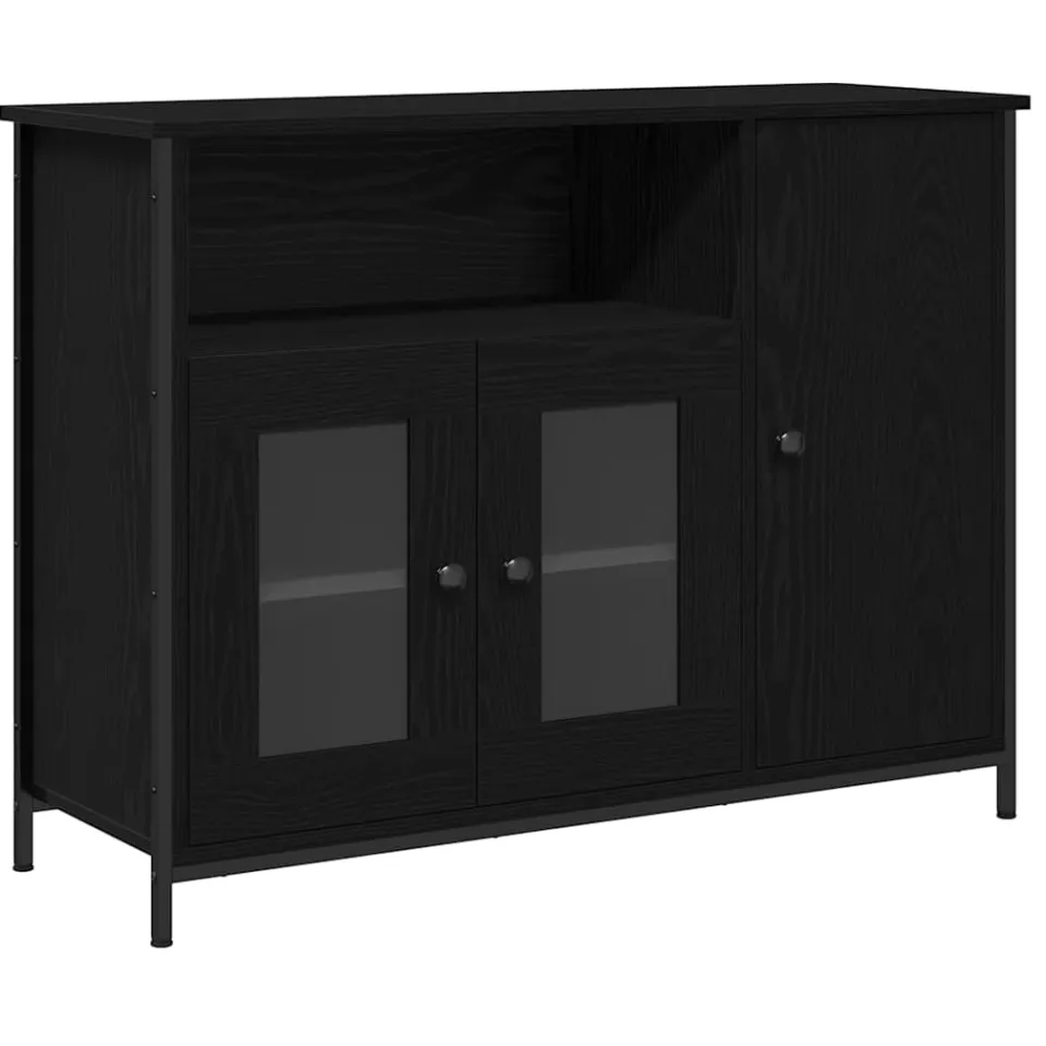 vidaXL Dressoir Zwart Eiken 100 x 35 x 75 cm, foto 3