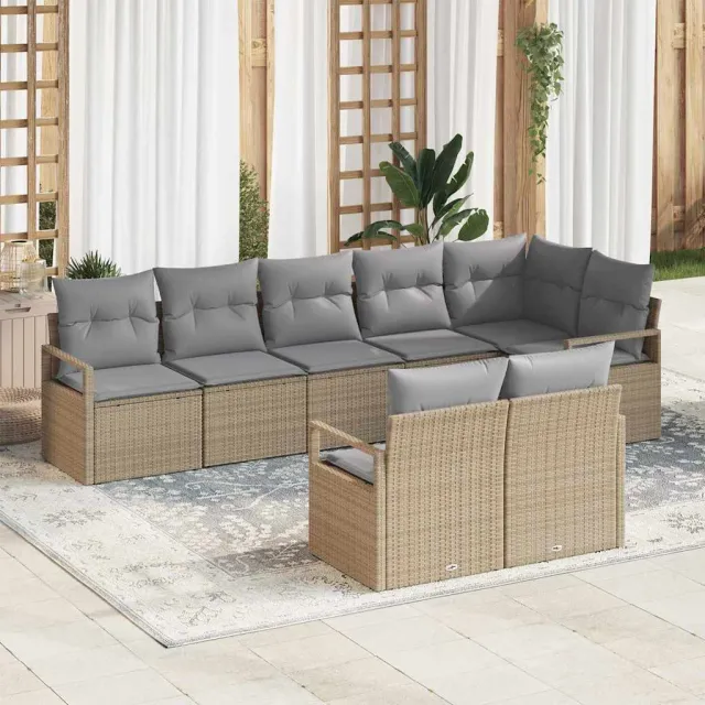 vidaXL Bankstel 8 st Beige poly rattan, foto 2