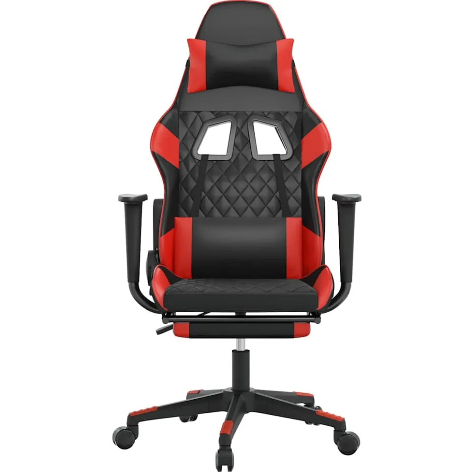vidaXL Gamestoel met voetensteun kunstleer zwart en rood