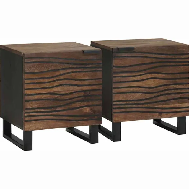 vidaXL Nachtkastje 2 st Walnotenhout 40 x 33 x 46 cm Bewerkt hout Bruin
