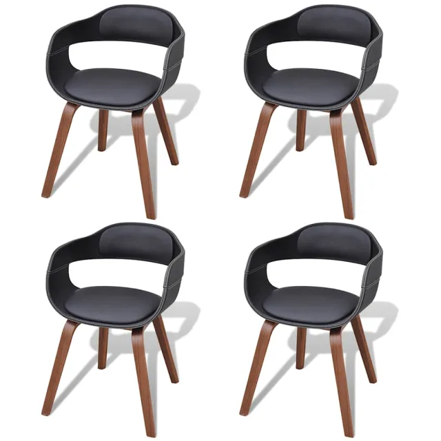 vidaXL Eetkamerstoelen 4 st gebogen hout en kunstleer zwart