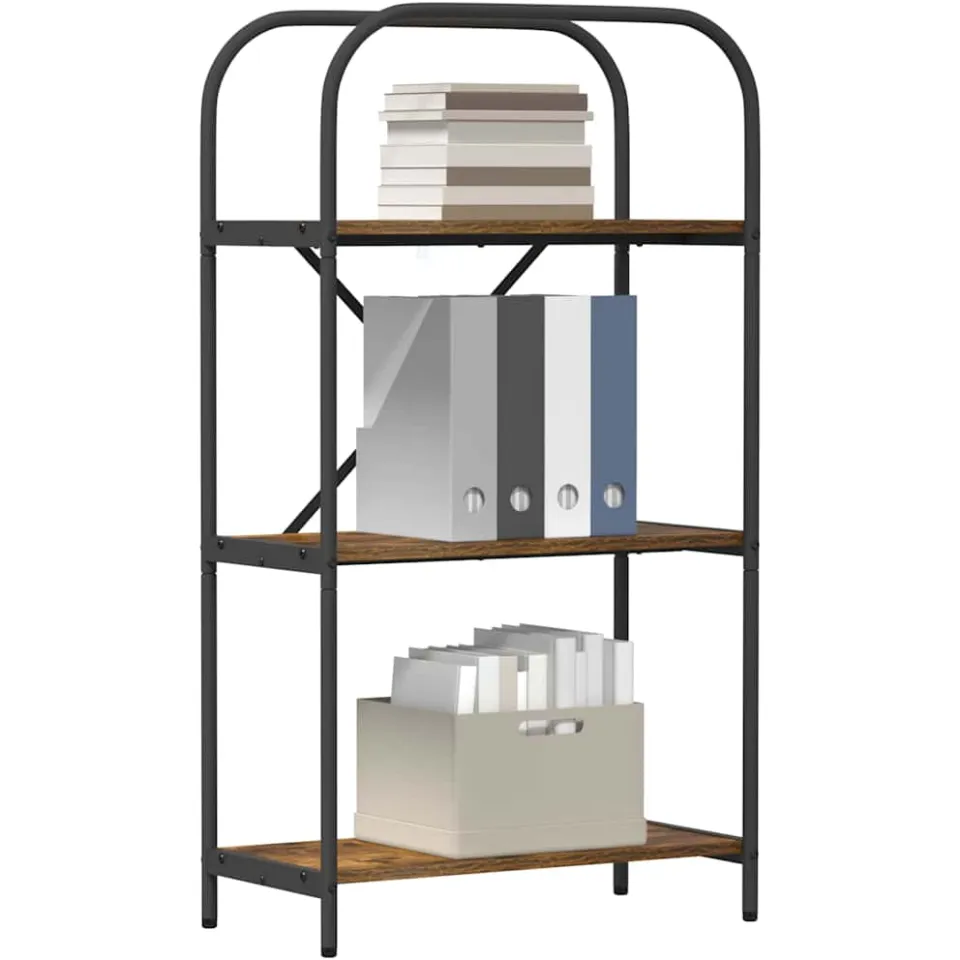 vidaXL Boekenkast 3-laags 60 x 30 x 109 cm Bewerkt hout Gerookt eiken, foto 3