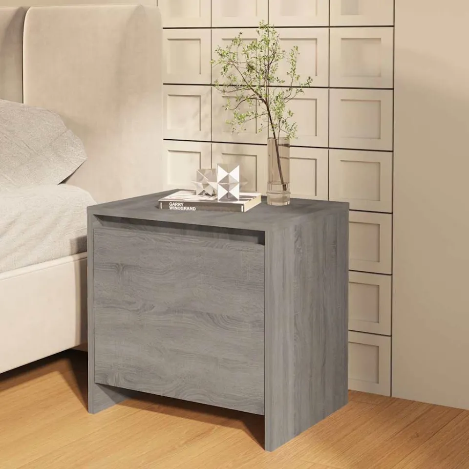vidaXL Nachtkastjes 2 st 45x34x44,5 cm bewerkt hout grijs sonoma eiken, foto 2