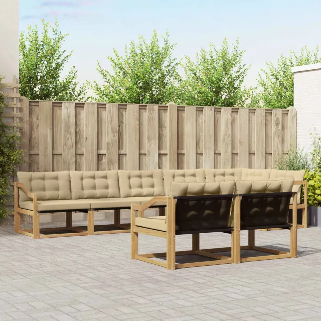 vidaXL Buiten bankenset 8 st 8-zits Wit en Beige Bruin