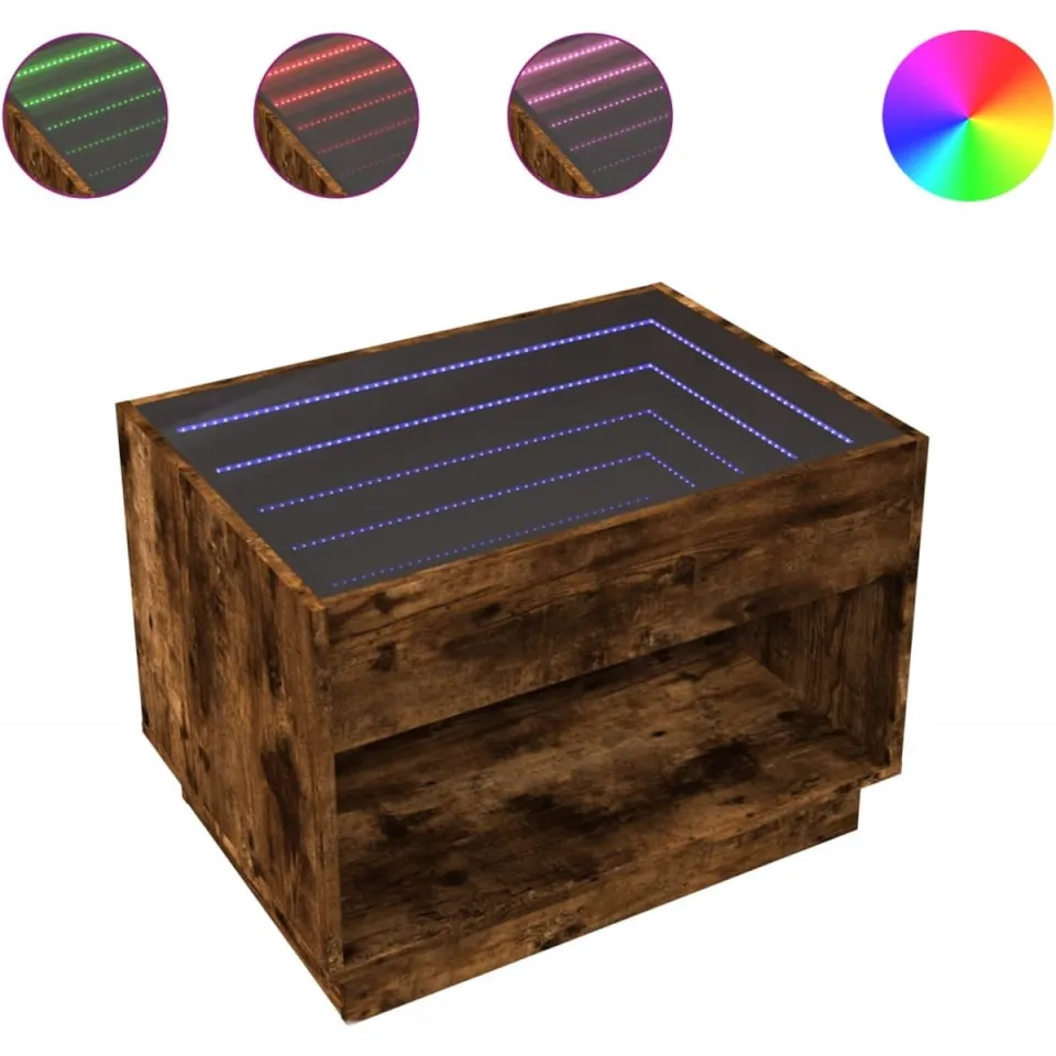 vidaXL Salontafel met Infinity LED 70x50x50 cm gerookt eikenkleurig, foto 3