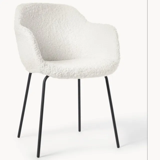 Westwing Collection Teddy fauteuil Fiji met smalle zitvlak wit, zwart