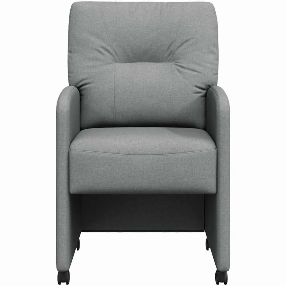 vidaXL Eetkamerstoelen met Wieltjes 2 st Stof Lichtgrijs
