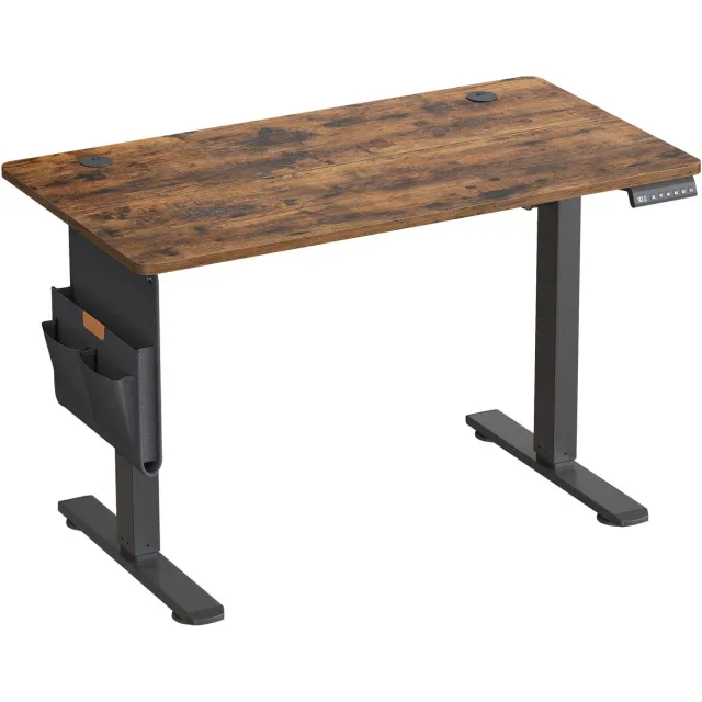 Songmics Bureau - Zit Sta Bureau - Elektrisch In Hoogte - 4 Geheugenstanden - USB-C Poort Bruin-Zwart