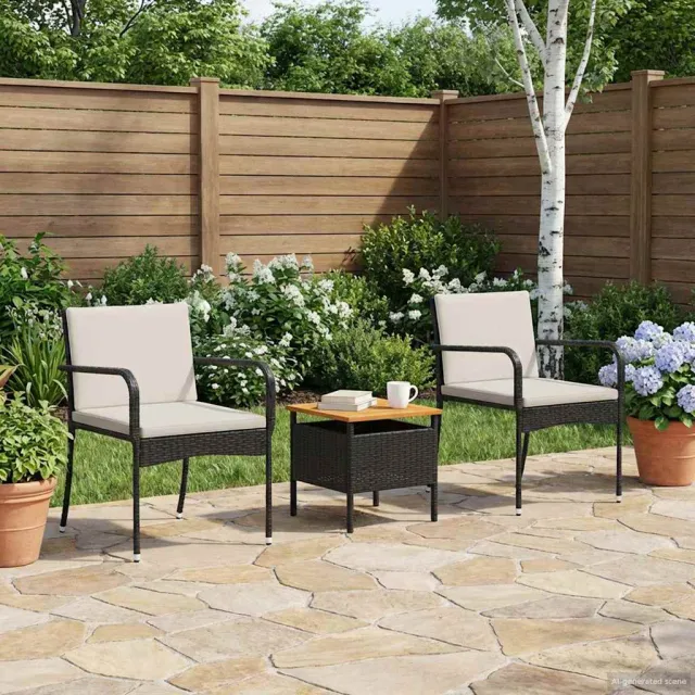 vidaXL Tuinset Zwart poly rattan, foto 2