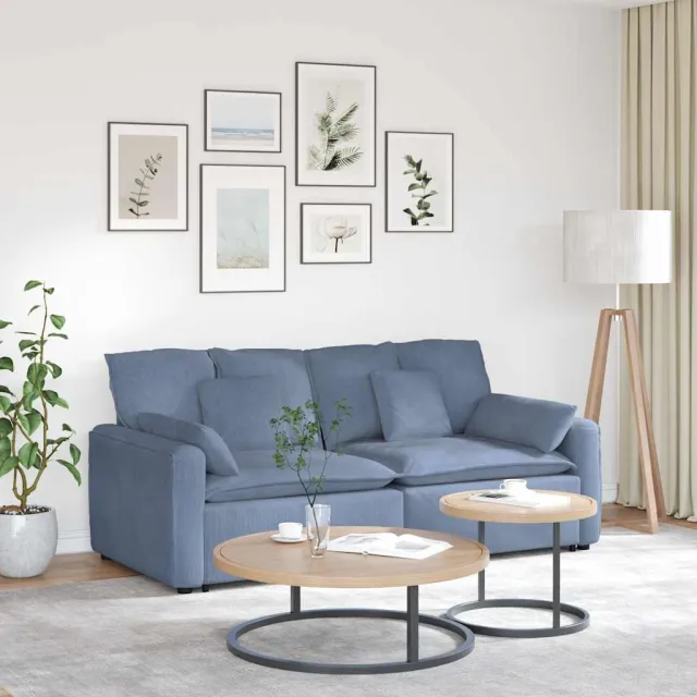 vidaXL Modulaire bank met kussens blauw