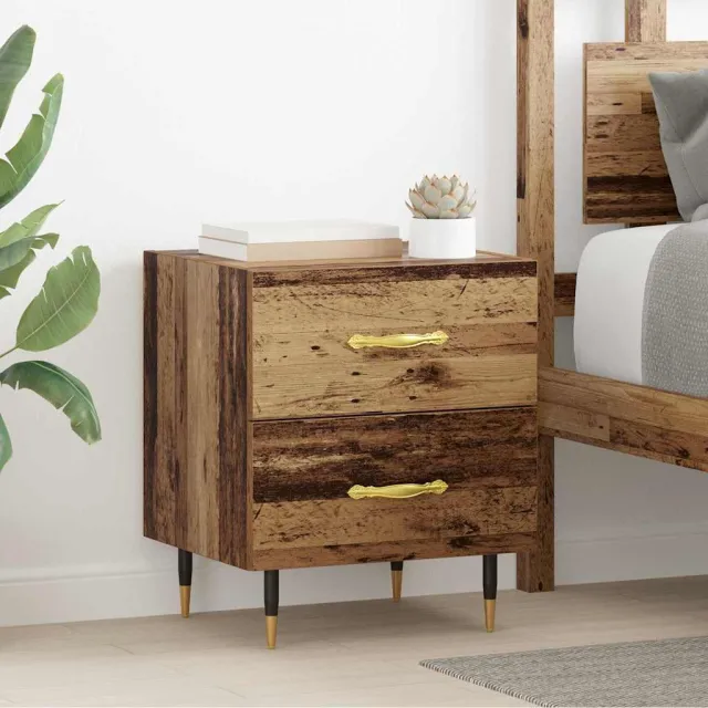 vidaXL Nachtkastje Oudhout 40 x 35 x 47,5 cm Bewerkt hout bruin, foto 2