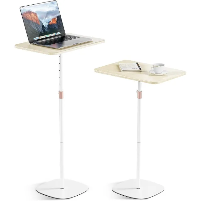 Lexium Store Laptoptafel - Wit - In hoogte verstelbare draagbare bijzettafel - Hout en metaal - Voor thuis, kantoor en school
