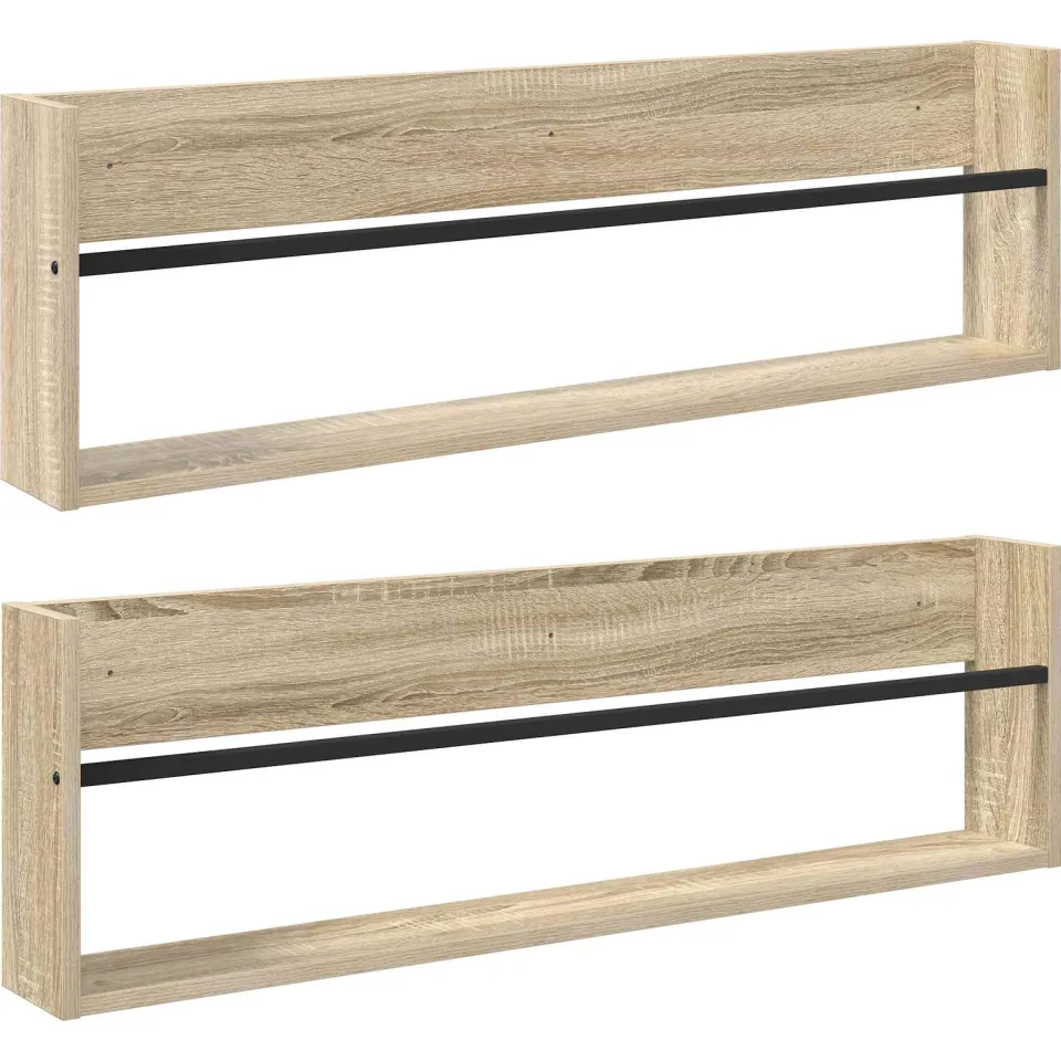 vidaXL Tijdschrift Rek 2 st Sonoma Eiken 100 x 12 x 30 cm Bewerkt hout, foto 3