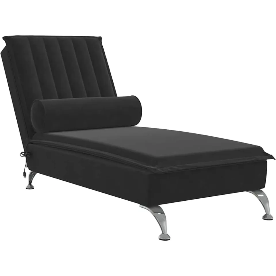 vidaXL Massage chaise longue met bolster fluweel zwart