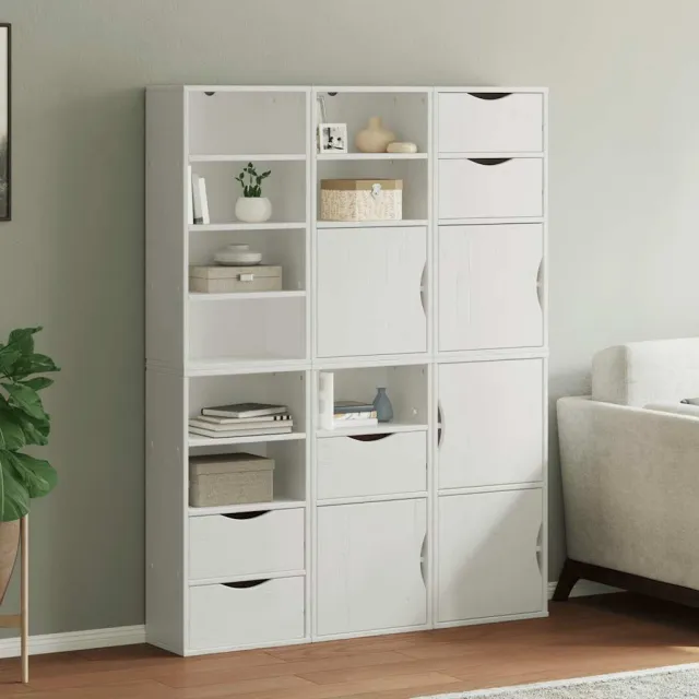 vidaXL Bijzetkasten 6 st ODDA 40x24x79 cm massief grenenhout wit wit, foto 2