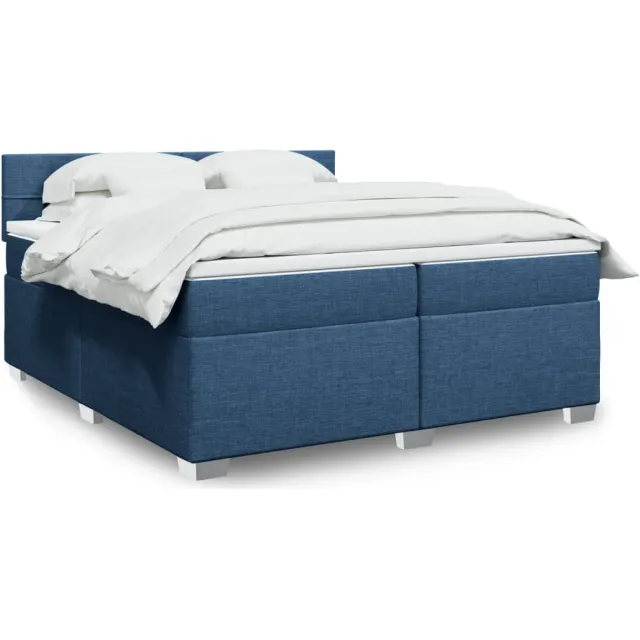 vidaXL Boxspring met matras stof blauw 200x200 cm