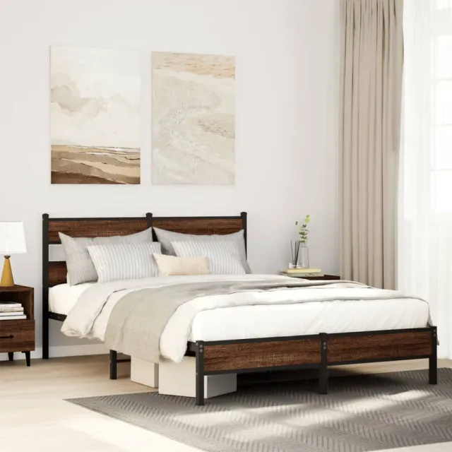 vidaXL Bedframe zonder matras bewerkt hout bruin eikenkleur 137x190 cm