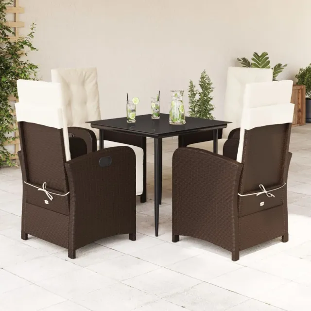 vidaXL 5-delige Tuinset met kussens poly rattan bruin, foto 2