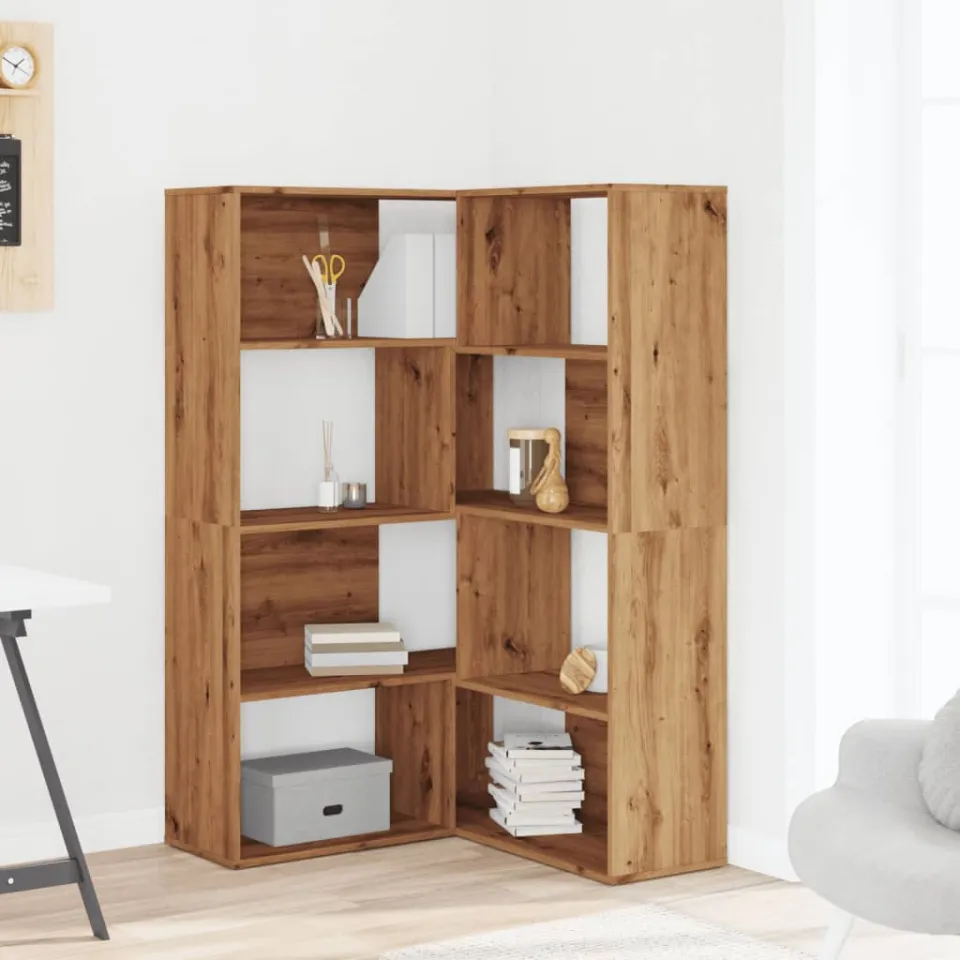vidaXL Boekenkast 4-laags hoek 85x85x140 cm hout artisanaal eikenkleur, foto 2