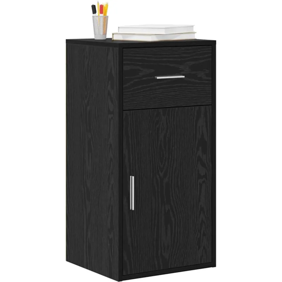 vidaXL Dressoir met lade Zwart Eiken 38 x 34 x 75 cm