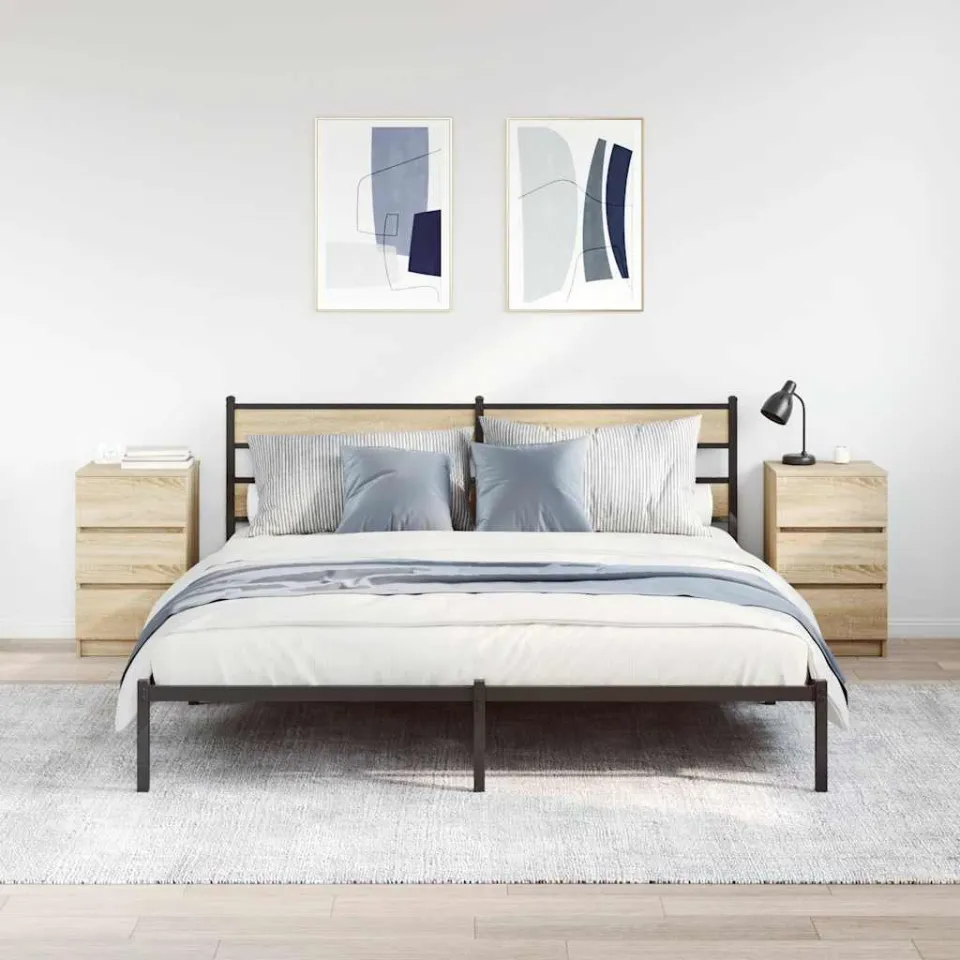 vidaXL Nachtkastjes met 3 lades 2 st 39x35x65 cm Sonoma eikenkleurig, foto 3