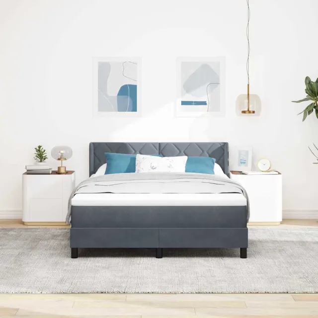 vidaXL Boxspringbed met hoofdeinde Donkergrijs 200 x 160 cm Fluweel