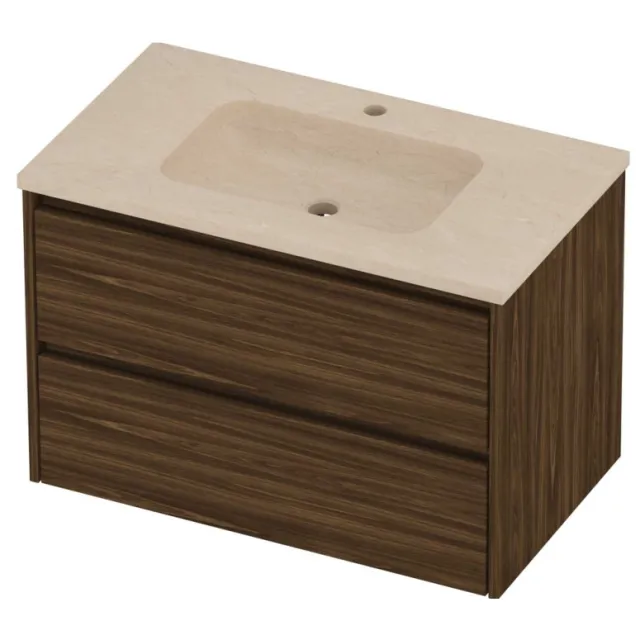 Proline Rollo Badmeubelset Hardsteen Elegant 1 Gat 80x46x54 cm Sand Stone Cabana Oak Eiken