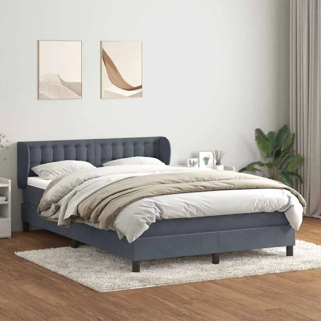 vidaXL Boxspring met matras fluweel donkergrijs 160x210 cm grijs