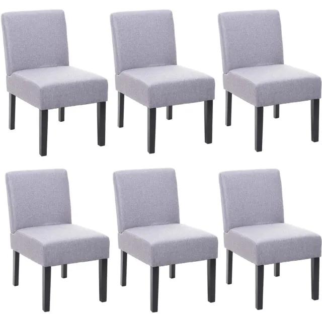 Set van 6 eetkamerstoel MCW-F61, stoel loungestoel, stof/textiel ~ grijs