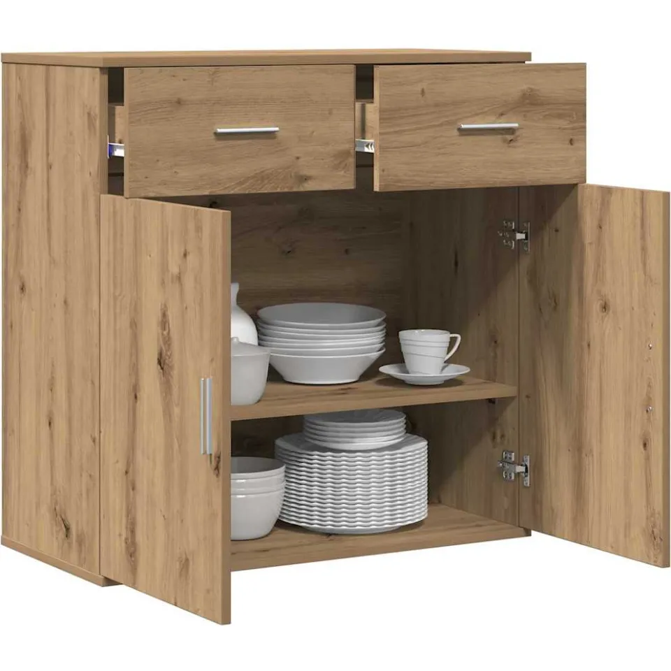 vidaXL Dressoir Artisan Eiken 78 x 38 x 80 cm Bewerkt hout Bruin
