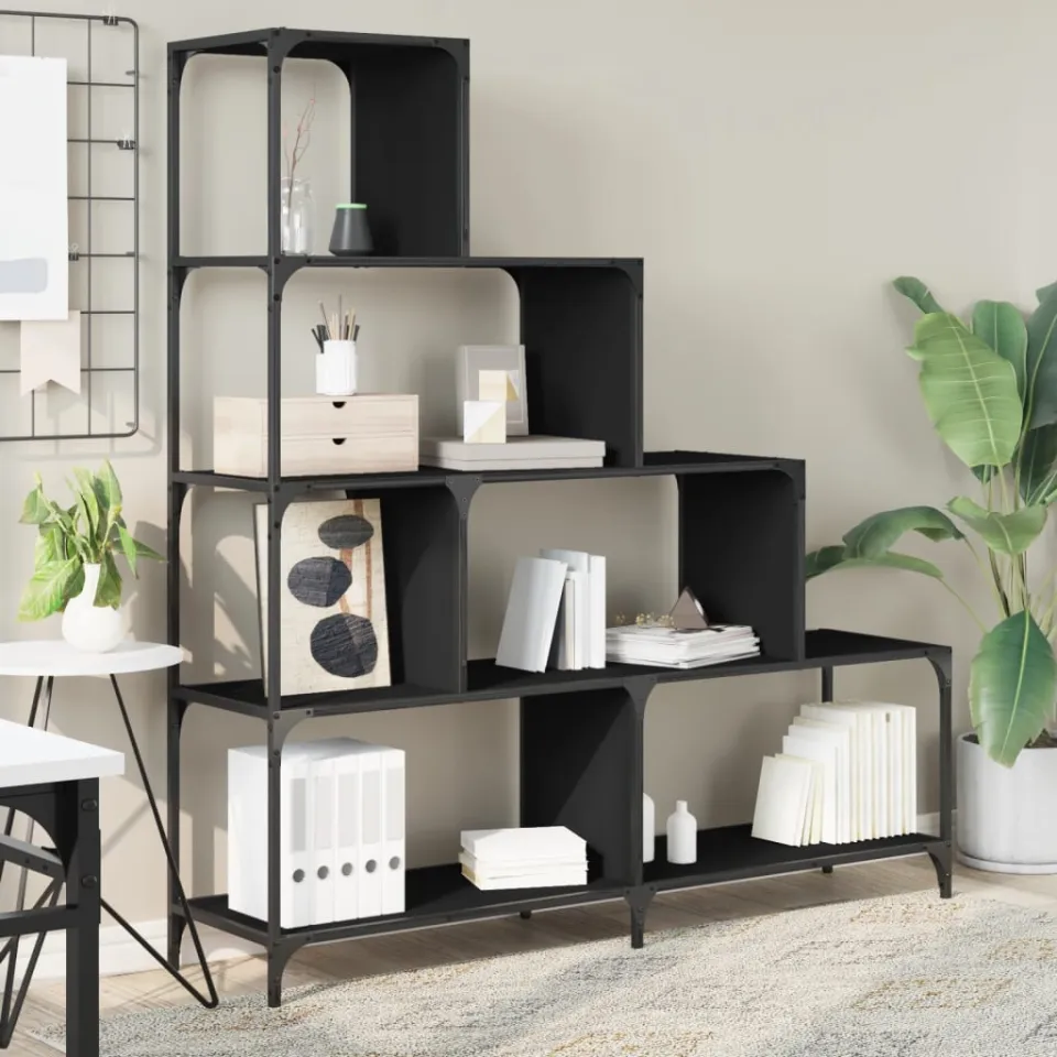 vidaXL Boekenkast 4-laags 139x33,5x149 cm bewerkt hout zwart, foto 2