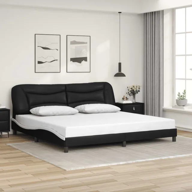 vidaXL Bedframe zonder matras "Hvar" kunstleer zwart en wit 200x200 cm