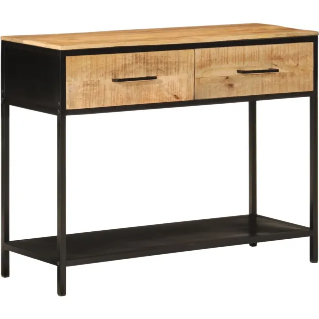 vidaXL Wandtafel - 100x35x76 - cm - massief - mangohout - en - ijzer Bruin