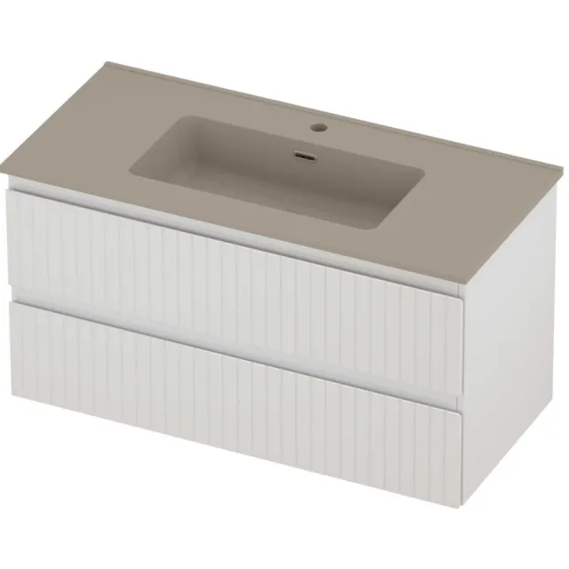 Proline Tribute Badmeubelset Porselein Elegant 1 Kraangat 100x46x54 cm Mat Crème Cotton Glans Wit