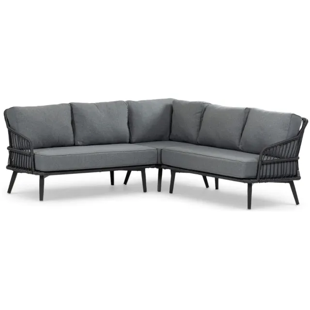 4 Seizoenen Tuinmeubelen Hoek loungeset Isabel | 3-delig | 5 personen | Grey/Black | Rope & aluminium