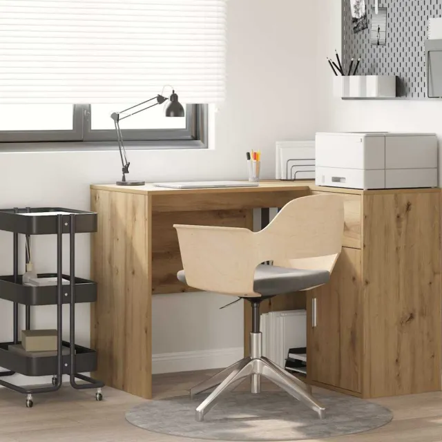 vidaXL Bureau Artisan Eiken 102 x 50 x 75 cm Bewerkt hout Bruin
