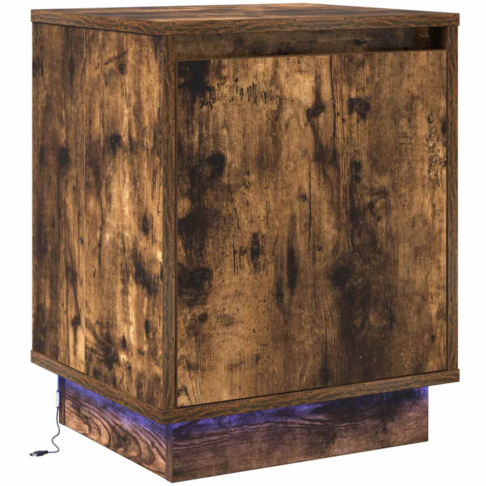 vidaXL Nachtkastje Gerookt eiken 39 x 34,5 x 50 cm Bewerkt hout