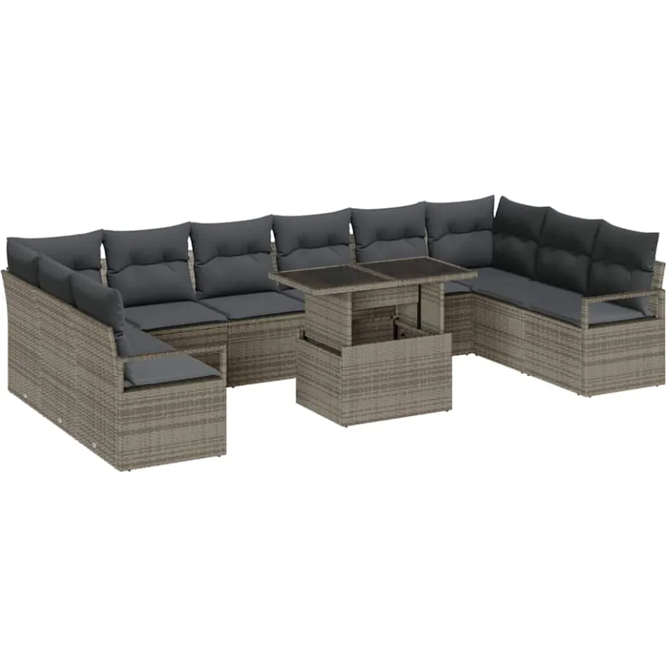 vidaXL Tuin Sofa Set 11 st Grijs poly rattan, foto 4