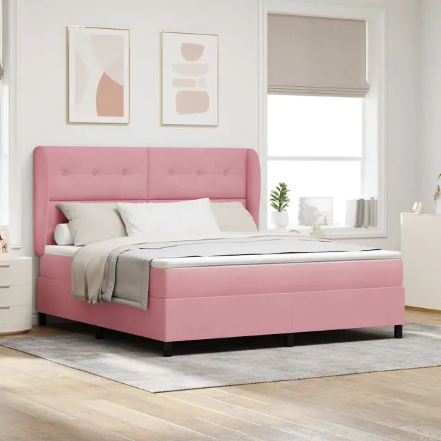 vidaXL Boxspringbed met hoofdeinde Roze 200 x 180 cm Fluweel