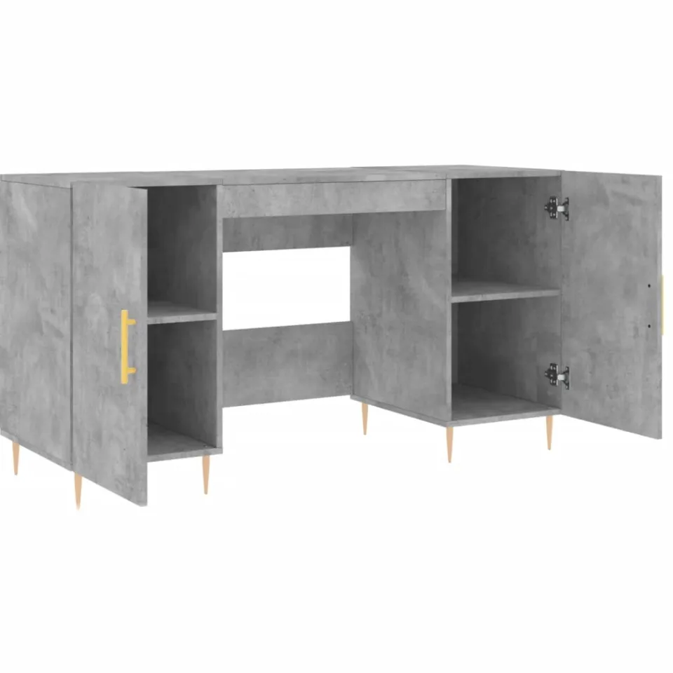 vidaXL Bureau 140x50x75 cm bewerkt hout betongrijs grijs