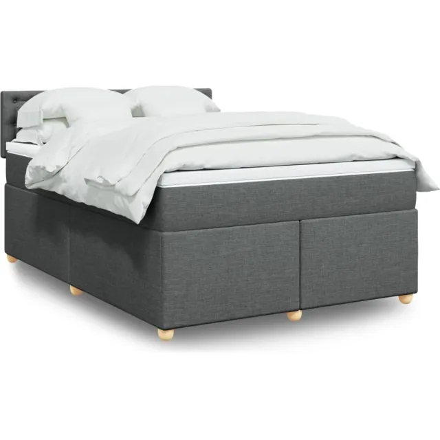 vidaXL Boxspring met matras stof donkergrijs 140x190 cm grijs