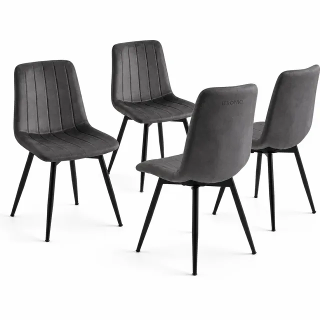 ITRONIQ Eetkamerstoelen Set van 4 - Draaibaar 360 Graden - Velvet Bekleding - Metalen Frame - 150 KG Belastbaar - Antraciet Antraciet/Zwart