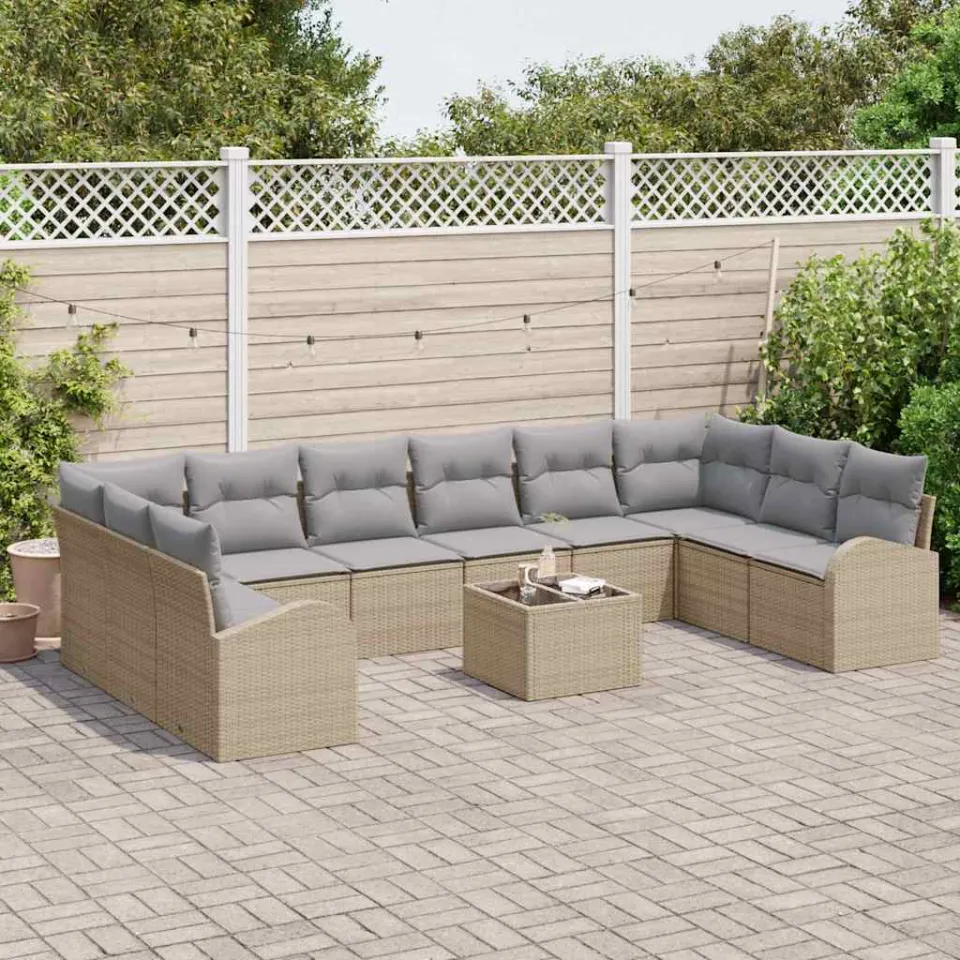 vidaXL Bankstel 11 st Beige [Synthetisch]: Polyrattan, foto 3
