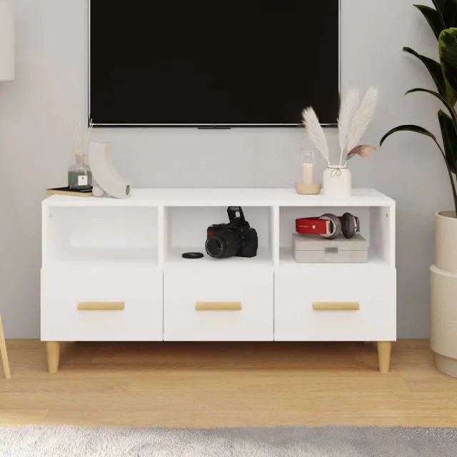 vidaXL Tv-meubel 102x36x50 cm bewerkt hout wit, foto 2