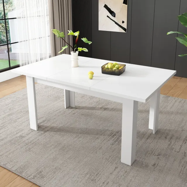 CHICFURN Eettafel 120 cm - opklapbaar tafelblad - verborgen opbergruimte - 1 tafel - eetkamer - MDF - wit