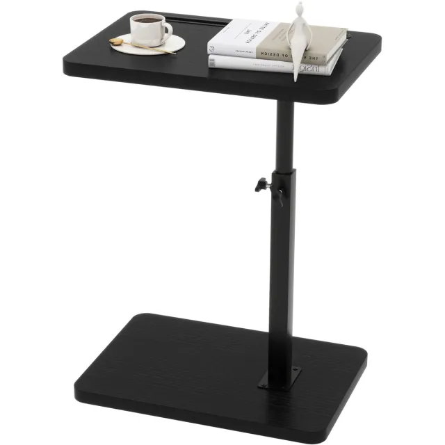 Ibenzoa Multifunctionele C-vormige Bijzettafel met Verstelbare Hoogte en Draaibaar Blad voor Smalle Ruimtes Zwart