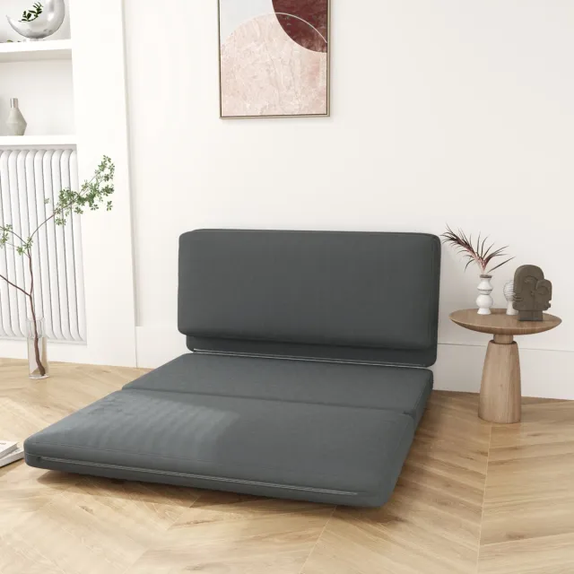 COVREO Slaapbank 138 x 90 x 70 cm donkergrijs, polyester met slaapfunctie
