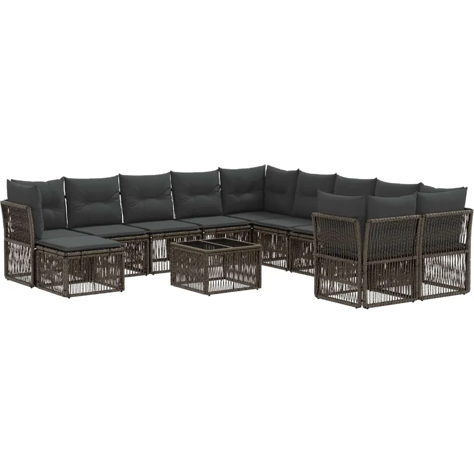 vidaXL Tuinbankenset 12 st Grijs poly rattan, foto 3