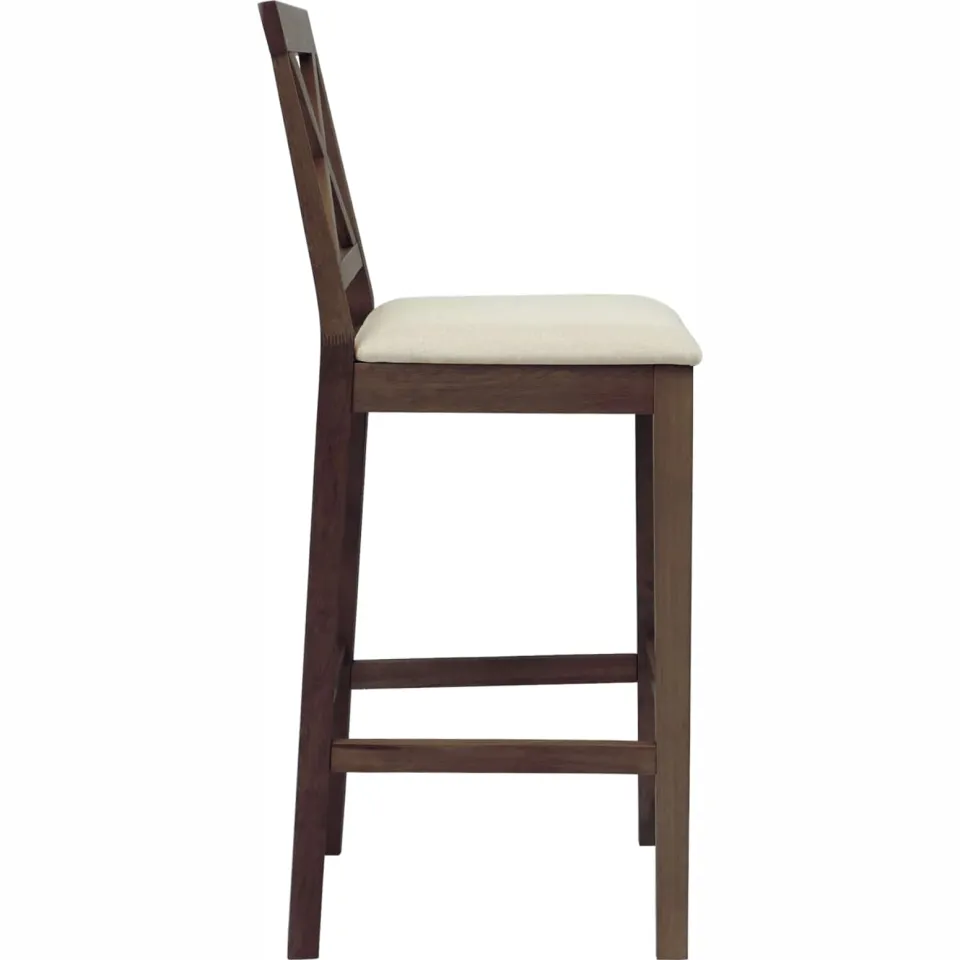 vidaXL Barkruk 2 st Lichtbruin en Beige Massief Rubberhout en Stof